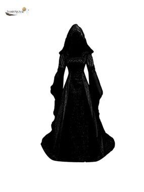 Hooded Witch Dress Gothic Renaissance Vampire Costume Velvet Silk